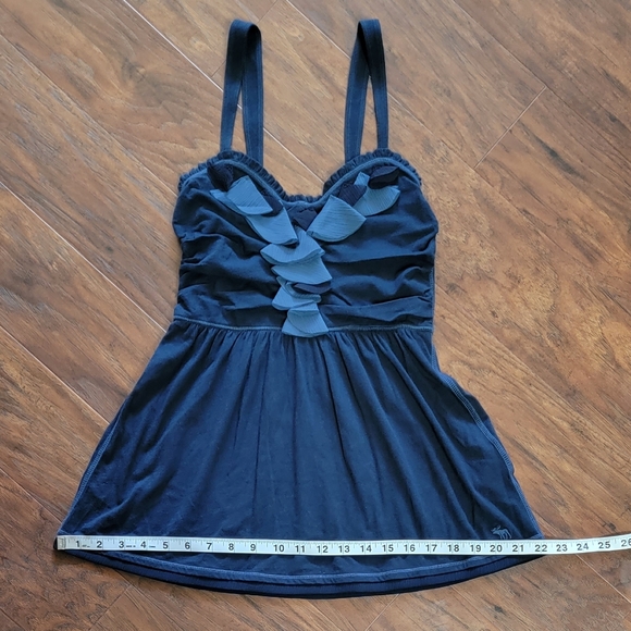 Abercrombie Navy Blue Flower Applique Size Small Dressy or Casual Tank Top - Picture 7 of 8